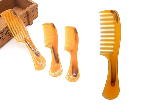 Vista 9 de LBY Peine para el cabello, paquete de 5 unidades, 16 cm (6.3"), peine de mango redondo, peine para el cuidado del cabello, plástico, amarillo