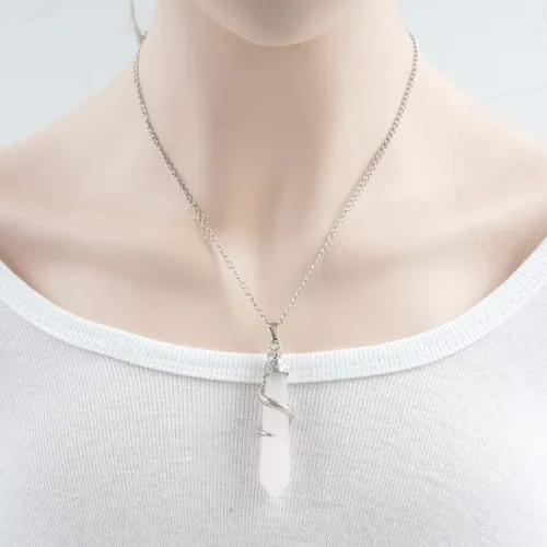 Vista 5 de 1 collar con colgante de bala de piedra preciosa natural, piedra de cristal curativo, cuarzo, reiki, chakra, energía de roca de 18 pulgadas, joyería