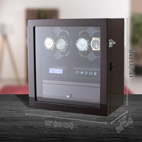 Vista 7 de 4 Watch Winder with 5 Watch Storage Space, LCD Display, Touch Control and Interior Light