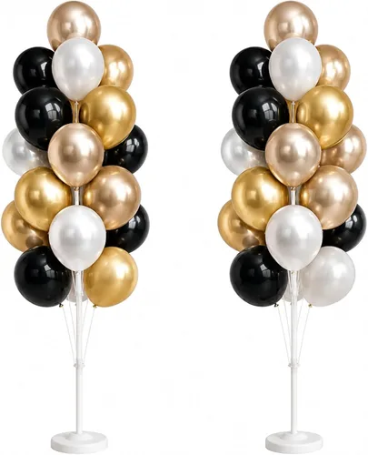 Vista 22 de Hiins Juego de 2 globos de confeti para árbol con base, decoración de poste para fiesta Bee Lemon,Wedding Baby Shower Party Decor,Includes a base