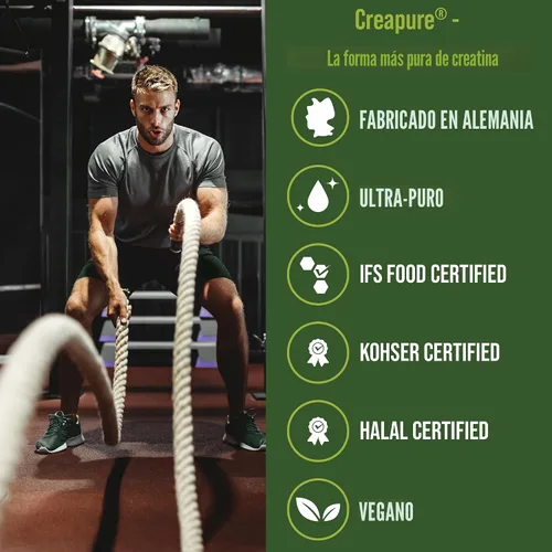 Vista 8 de Creapure creatina monohidrato en polvo. Creatina de ultra alta pureza fabricada en Alemania sin nada más añadido. Puro y sin sabor para hombres