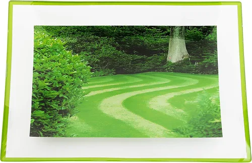 Vista 2 de GAC - Bandeja rectangular de vidrio templado con diseño único de paisaje, patas de bola de vidrio, 8 x 12 pulgadas, resistente a la rotura, apta
