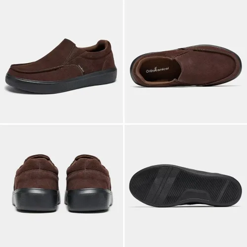 Vista 2 de OrthoComfoot Mocasines ortopédicos sin cordones para hombre mocasines casuales con soporte de arco para fascitis plantar, cómodos zapatos de vestir