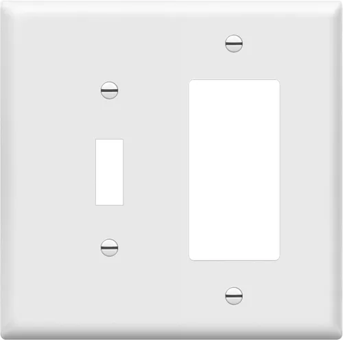 Vista 22 de ENERLITES - Placa de pared combinada para interruptor de palanca y enchufe decorativo, cubierta de acero inoxidable 201, resistente a la corrosión