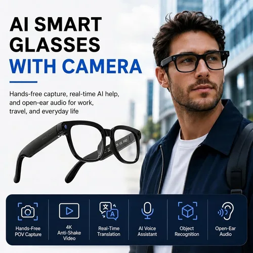 Vista 2 de Lentes inteligentes AI con cámara, captura de fotos y video