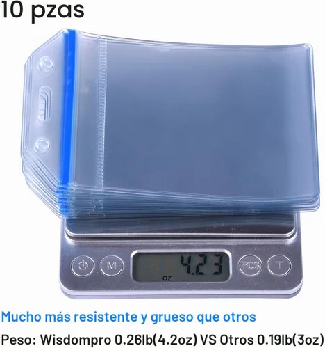 Vista 9 de Wisdompro 10 Fundas transparentes resistentes para identificación o tarjetas de trabajo, vinilo con cierre ziplock para tarjetas múltiples cierre