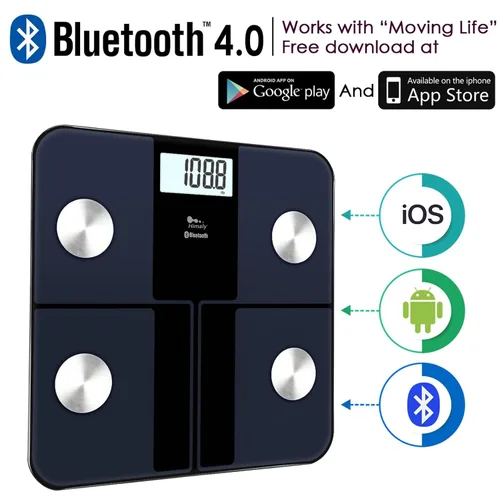 Vista 4 de himaly Báscula de baño recargable por USB para peso corporal, báscula digital Bluetooth para un IMC preciso y monitor de composición de masa