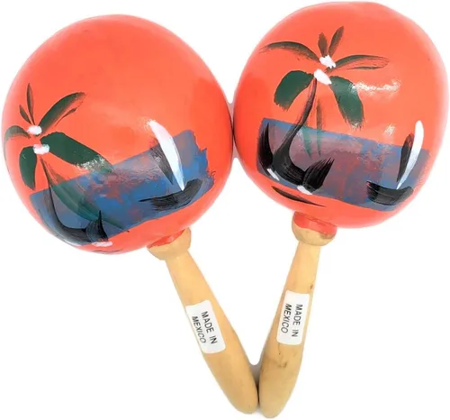 Vista 3 de Maracas de madera auténtica mexicana genuina hechas a mano de 8 pulgadas (10 pares (5 colores) 20 maracas) pintadas a mano. Madera. Generador
