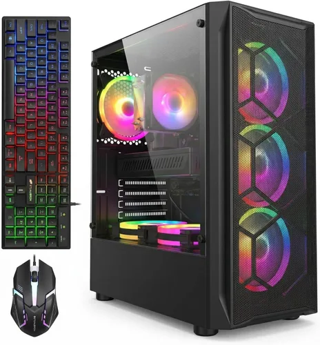 Vista 9 de STGAubron Computadora de Escritorio Gaming PC, AMD Ryzen 5 5600GT hasta 4.6G, Radeon RX 6500 4G, 16G DDR4, 1T SSD, WiFi 6 y BT 5.2, Ventilador RGB