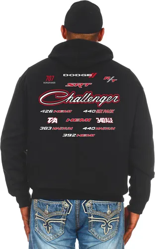 Vista 3 de JH DESIGN GROUP Sudadera con capucha Dodge Challenger para hombre en 2 estilos y cremallera