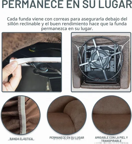 Vista 5 de ANARACHON Fundas para Sillas Reclinables Tipo Cuero, 4 Piezas Funda para Sillón Reclinable Lazy Boy, Protector de Muebles - Funda Suave Lavable