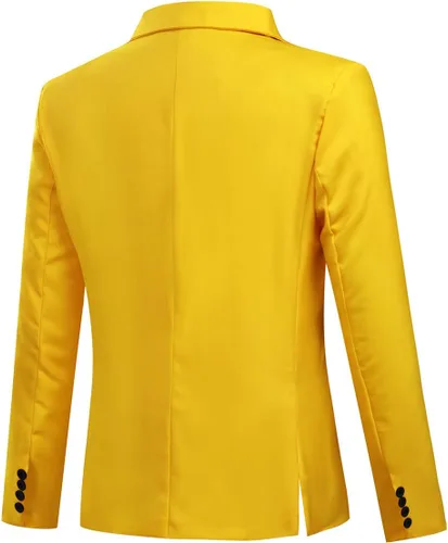 Vista 32 de YUNCLOS Chaqueta blazer casual de 1 botón con solapa con muescas para hombre