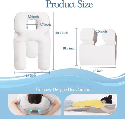 Vista 6 de Almohada boca abajo para dormir, Almohada propensa de espuma, Posicionador corporal para dormir de lado, Almohada de masaje boca abajo, Almohada BBL