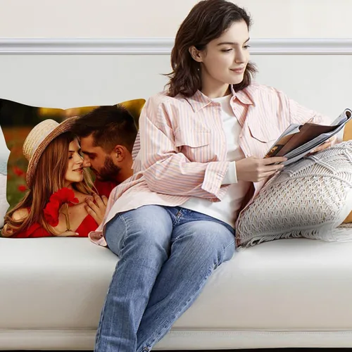 Vista 4 de Funda de almohada personalizada, almohada de fotos de amor, diseño personalizado de fotos o texto, regalos personalizados para cualquier imagen