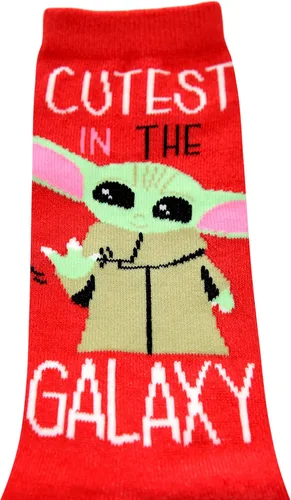 Vista 2 de STAR WARS JuniorsLadies Baby Yoda Crew Calcetines 2 Par Pack Tamaño RojoRosa