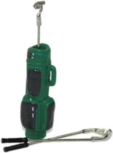 Vista 2 de Palos de golf de casa de muñecas, accesorios para exteriores en miniatura, bolsa de golf, palos de golf, modelo en miniatura, verde