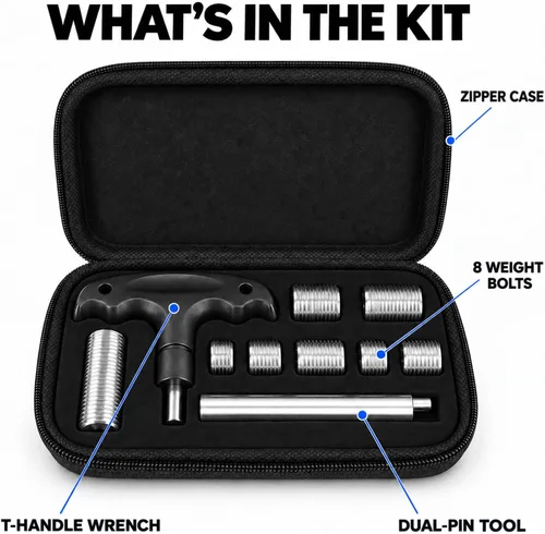 Vista 5 de Pool Cue Weight Kit for Predator Cue, 8 Weight Bolts with T-Handle Wrench