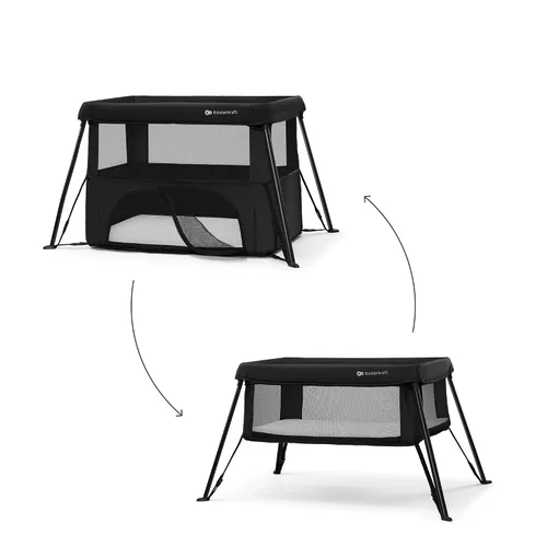 Vista 3 de Kinderkraft Cami 3 in 1 Convertible Travel Cot Black Negro