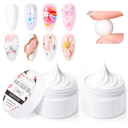 Vista 12 de Makartt Arte de uñas de gel 3D: 4 en 1 constructor de gel sólido transparente para extensión, pegamento de uñas UV para uñas acrílicas, diamantes