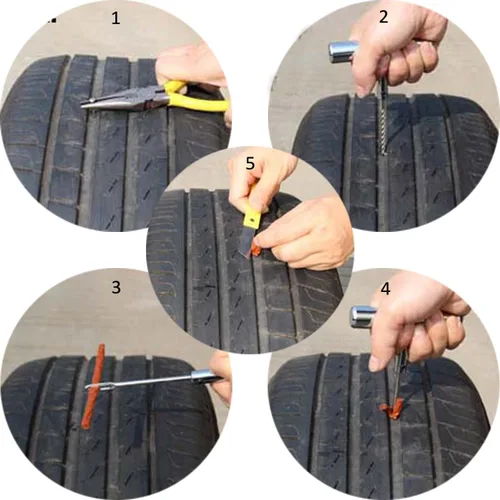 Vista 6 de Kit de tapones para neumáticos, kit de reparación de neumáticos de 91 piezas, con kit de parche universal de neumáticos para tapar pisos