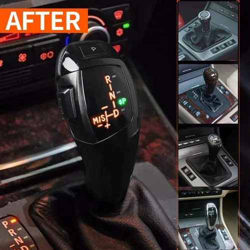 Vista 2 de Acouto Pomo de palanca de cambios automático para E46 E60 E61 Refit para coche F30 eléctrico LHD automático LED palanca de cambios Kit