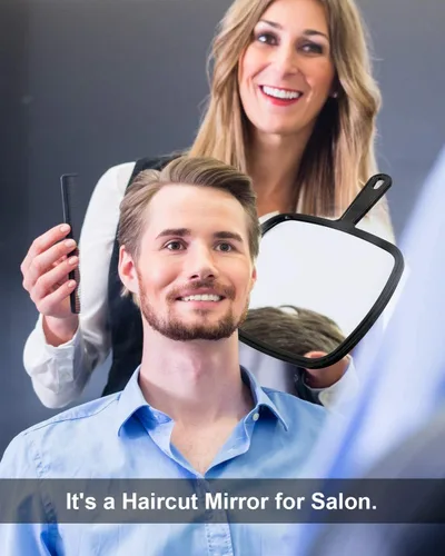 Vista 6 de Espejo de mano negro para estilista con mango para uso multiusos, marco ligero y grueso: uso multiusos: 1CT