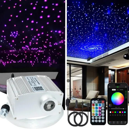 Vista 9 de Kit de Luces de Techo de Estrellas Firework Bluetooth Twinkle 10W para Decoración de Coche y Hogar con APP/Modo de Música Remoto RGBW LED Luz