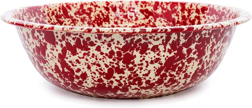 Vista 8 de Enamelware Cuenca pequeña, 4 cuartos de galón, Negro/Blanco Splatter (individual)