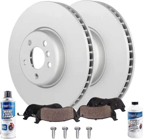 Vista 17 de Detroit Axle - Kit de freno delantero de 6 piezas para Volkswagen Jetta Golf Eos Audi A3 Quattro, Rotores de freno de disco, Pastillas de freno