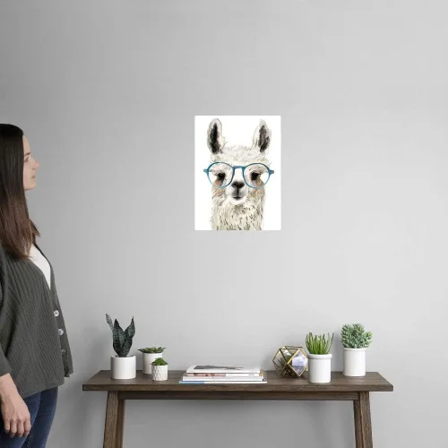 Vista 2 de CANVAS ON DEMAND Vinilo decorativo Hip Llama II, obra de arte infantil