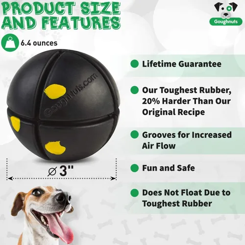 Vista 4 de Goughnuts – Bola prácticamente indestructible - Juguete para perros garantizado para masticadores agresivos como Pitbulls, pastores alemanes
