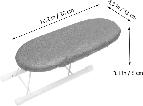 Vista 5 de Mini Ironing Board with Heat-Resistant Protection Mat and Folding Steel Frame Compact Household Ironing Sleeve Rack for Collars Travel Dorm and Home
