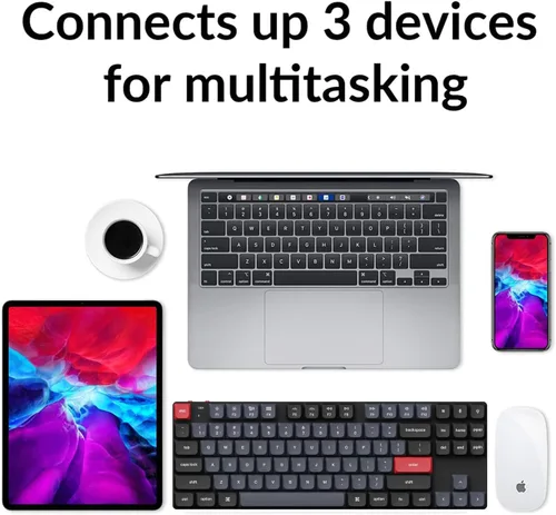 Vista 3 de Keychron K1 Pro Teclado mecánico inalámbrico RGB personalizado, 80% de diseño intercambiable en caliente QMK/VIA programable, ultra delgado perfil