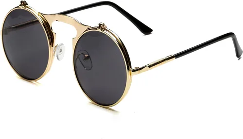 Vista 2 de Dollger Gafas de sol redondas para hombres y mujeres, estilo retro steampunk de los años 90