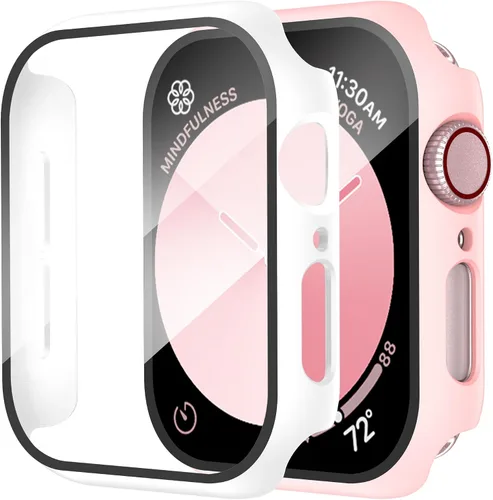 Vista 38 de Smiling Paquete de 2 fundas compatibles con Apple Watch Serie 3/Serie 2 de 1.49 pulgadas, protector de pantalla vidrio templado, carcasa rígida