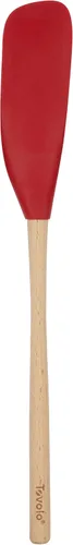 Vista 5 de Tovolo Rascador de tarro de núcleo flexible con mango de madera, espátula larga de silicona para tarros de gelatina de mantequilla de maní, Carbón