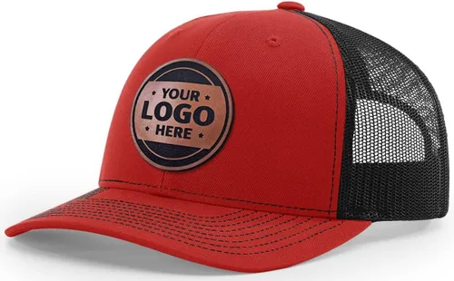 Vista 31 de Sombrero de parche de cuero de camionero personalizado grabado con láser