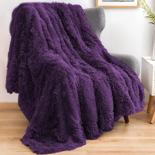 Vista 13 de GONAAP Manta de Tiro Difusa de Piel Sintética Negra Súper Suave Acogedora Felpa Difusa Peluda para Sofá Sillón Cama (Negro, Tiro(50"x60"))