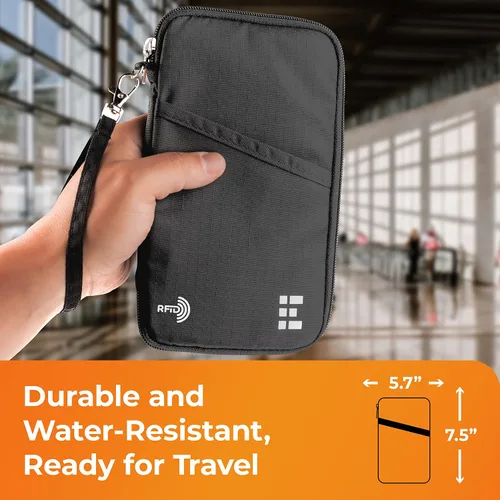 Vista 8 de Zero Grid Passport Wallet - Travel Document Holder wRFID Blocking