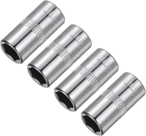 Vista 11 de uxcell 4 Pcs 1/4-Inch Drive 0.197 in 6-Point Zócalo poco profundo, métrico, acero con cromado