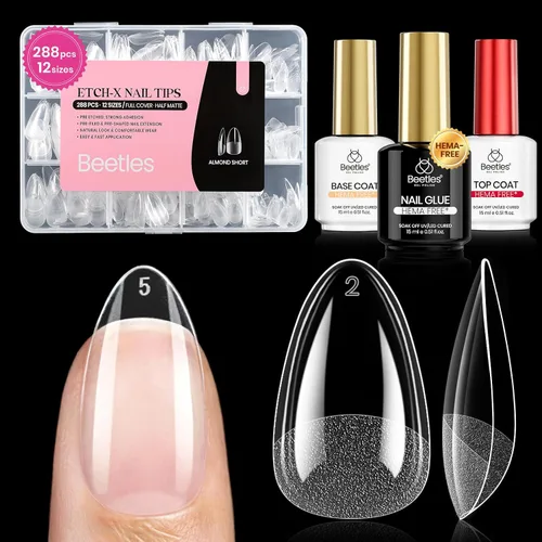 Vista 11 de Beetles - Kit de uñas de gel, 288 puntas de uñas medianas de almendra