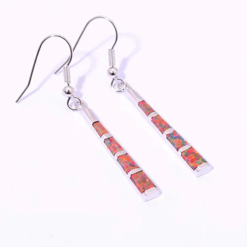 Vista 4 de CiNily Aretes colgantes de ópalo chapados en plata u oro, aretes de barra colgantes de ópalo para mujer, aretes de gemas de 2 18 pulgadas