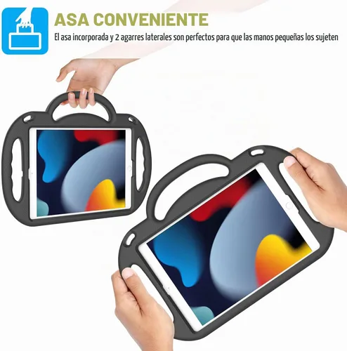 Vista 3 de SUPLIK Funda para niños para iPad de 9ª/8ª/7ª generación (10.2 pulgadas, 2021/2020/2019), Funda resistente a niños para iPad de 10.2" con asa