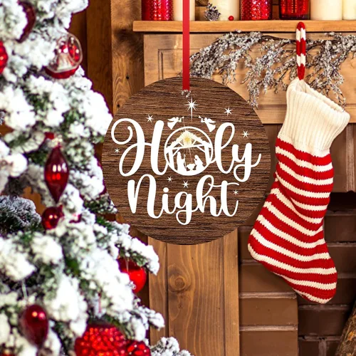 Vista 5 de Adorno de noche santa para árbol de Navidad, adorno religioso de Jesús Dios, Biblia de Navidad, adorno de belén para decoración de árbol de Navidad
