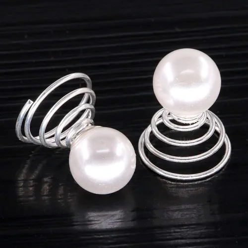 Vista 4 de Vpang 12 horquillas en espiral para el cabello, espirales, espirales, pinzas para el cabello para boda, novia, diamantes de imitación de perla, Tipo