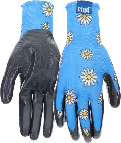 Vista 7 de MUD Grip - Guantes de jardinería para mujer con revestimiento de nitrilo plano y revestimiento de nitrilo