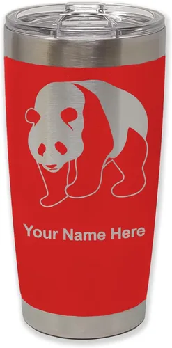Vista 33 de LaserGram Vaso aislado al vacío de 20 onzas, oso panda, grabado personalizado incluido (negro)