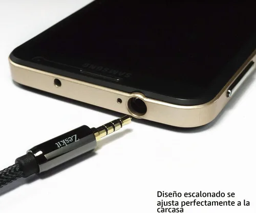 Vista 4 de Zeskit Cable de audio AUX macho a macho de 0.138 in de alta calidad, TRRS 4 polos para auriculares con micrófono, altavoces - 4 pies