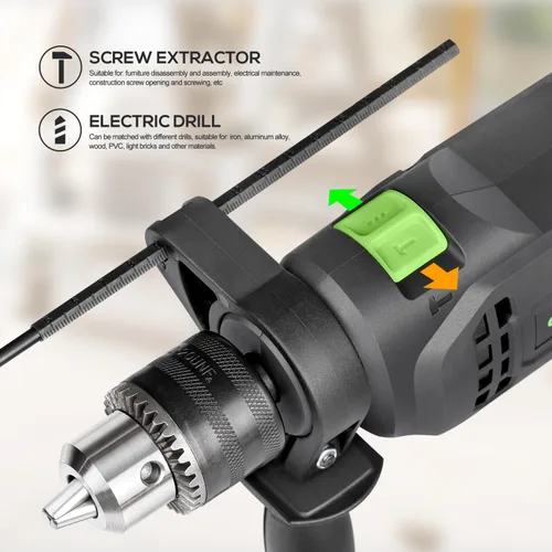 Vista 5 de GALAX PRO Taladro de martillo con cable de 4.5 amperios 0-3000 RPM, 5 brocas, martillo y taladro, 2 funciones en 1 con 12 velocidades variables