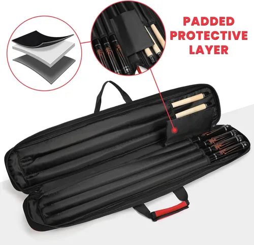 Vista 2 de BOSSTIN Estuche para taco de billar, 3 x 4 / 5 x 5 pulgadas, accesorios para taco de billar, funda acolchada suave